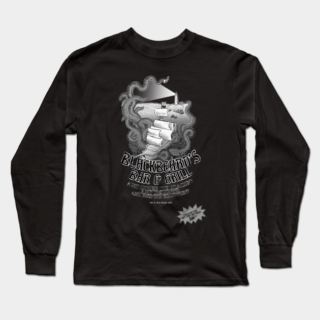 Blackbeard's Bar & Grill Long Sleeve T-Shirt by Quincely's Curiosity Shop